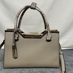 Dune London Taupe Satchel with Gold Accents